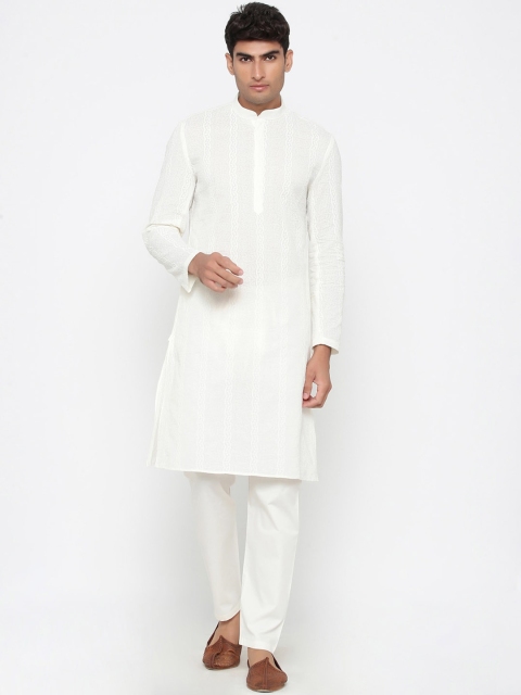 

Tistabene Men White Chikankari Kurta with Pyjamas