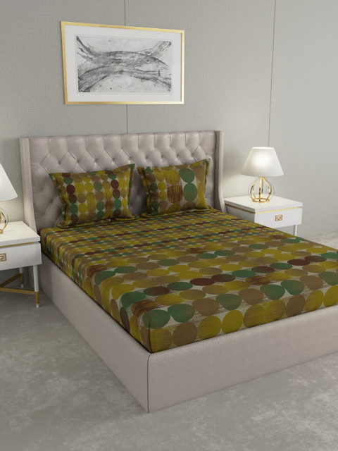 

Raymond Home Grey Geometric 144 TC Cotton 1 King Bedsheet with 2 Pillow Covers