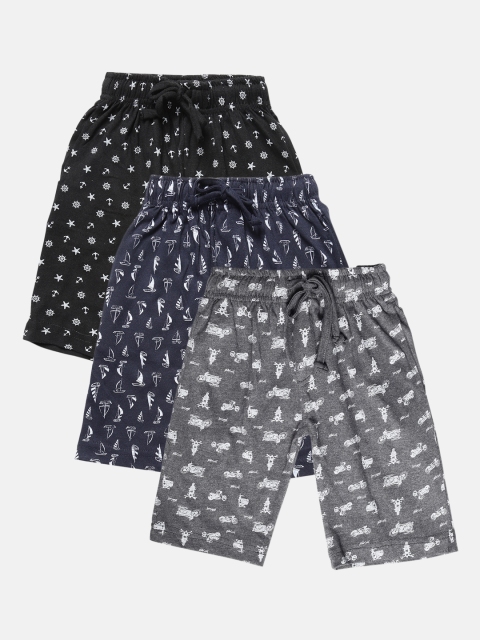 

Urban Dog Infant Boys Pack Of 3 Printed Regular Fit Regular Shorts, Navy blue