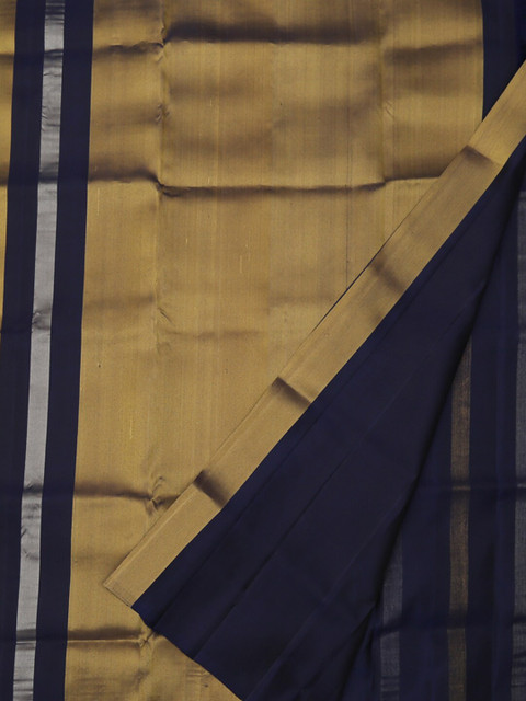 

Pothys Navy Blue & Gold-Toned Pure Silk Striped Saree