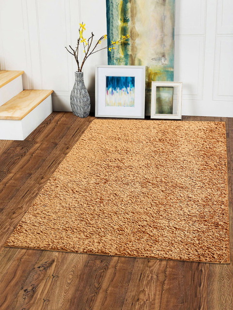 

Kuber Industries Gold-Coloured Shaggy Velvet Carpet