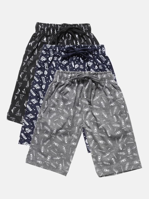 

Urban Dog Boys Pack Of 3 Printed Regular Shorts, Navy blue