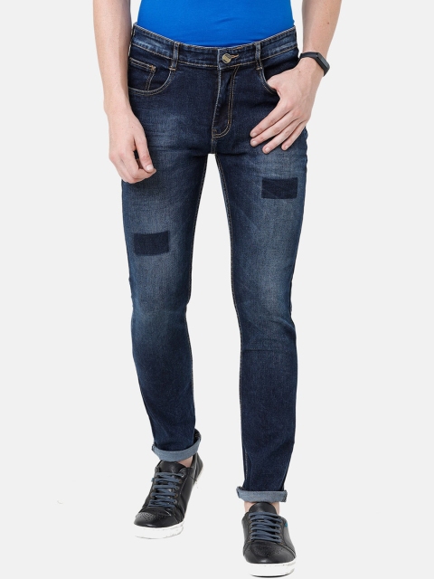 

CINOCCI Men Blue Slim Fit Mid-Rise Low Distress Jeans