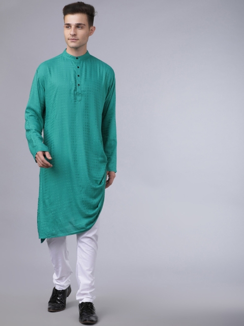 

Svanik Men Sea Green Solid Straight Kurta