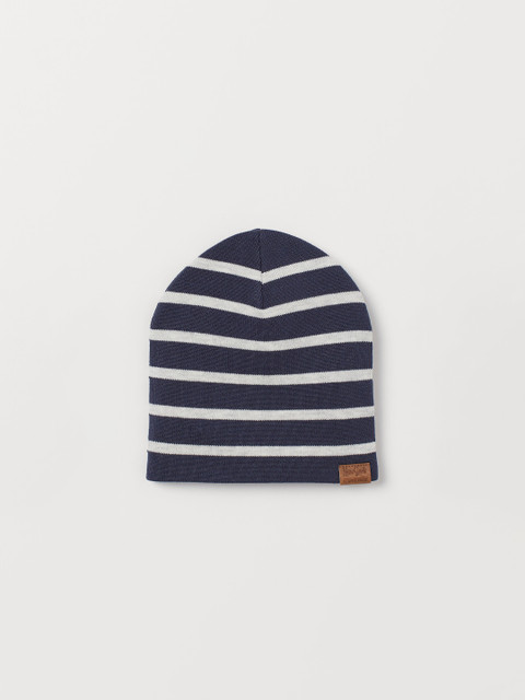 

H&M Boys Navy Blue & White Striped Fine-Knit Hat