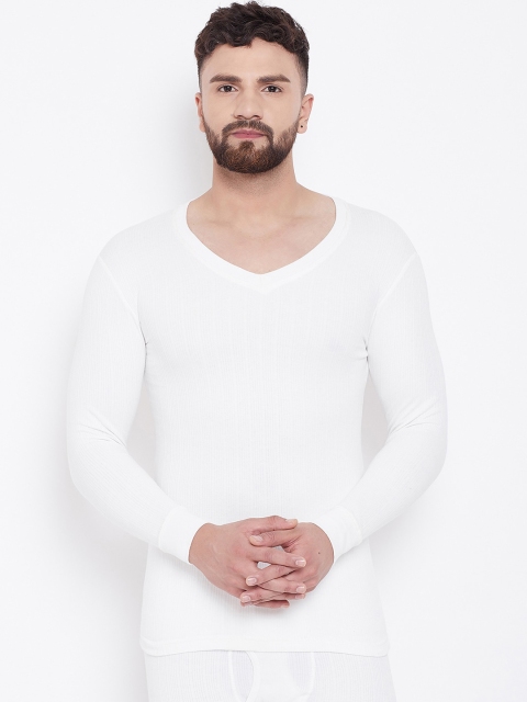 

NEVA Men Off-White Striped Thermal Top