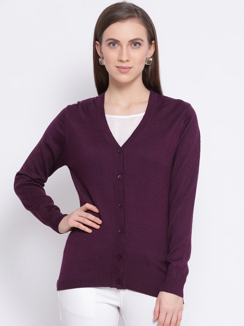 

Monte Carlo Women Purple Solid Cardigan Sweater