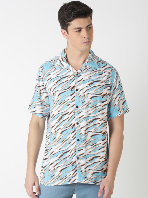

Blue Saint Men Blue & Turquoise Blue Slim Fit Printed Casual Shirt