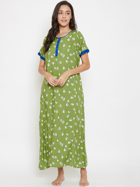 

The Kaftan Company Green Printed Nightdress