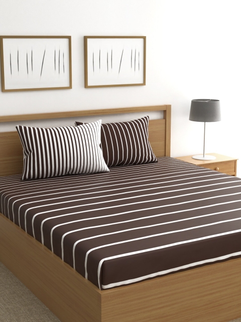 

Raymond Home Brown Abstract 200 TC Cotton 1 King Bedsheet with 2 Pillow Covers
