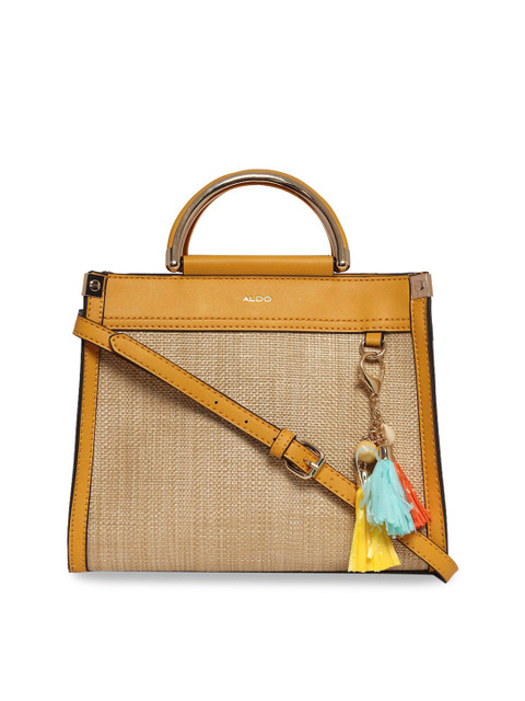 

ALDO Yellow & Beige Textured Satchel Bag