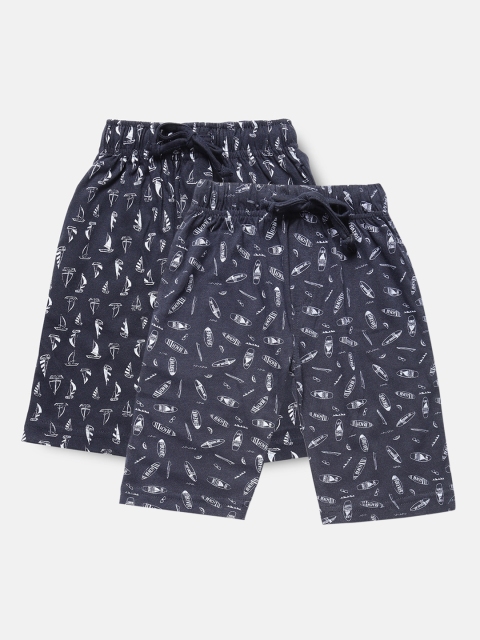 

Urban Dog Infant Boys Pack Of 2 Printed Regular Fit Regular Shorts, Navy blue
