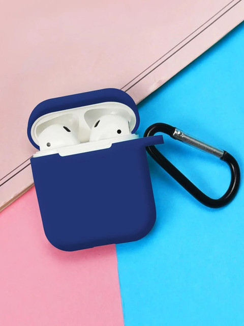 

macmerise Navy Blue Solid Airpods Silicone Case