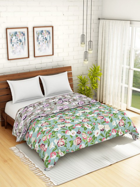 

SPACES Blue Floral AC Room 150 GSM Double Bed Quilt