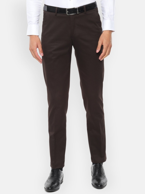 

Louis Philippe Men Brown Slim Fit Solid Formal Trousers