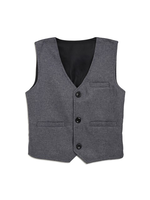 

Aj DEZInES Boys Grey & Black Self-Design Waistcoat