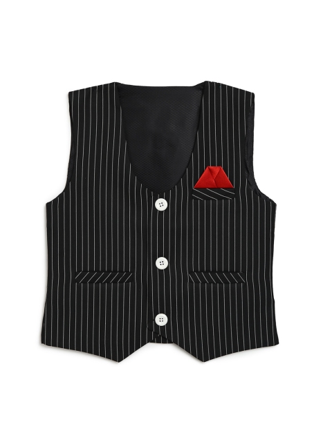 

Aj DEZInES Boys Black & White Striped Waistcoat