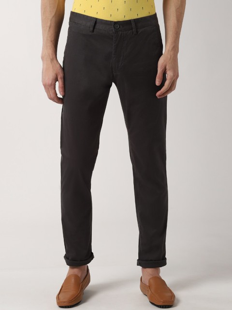 

Peter England Casuals Men Charcoal Grey Slim Fit Solid Chinos