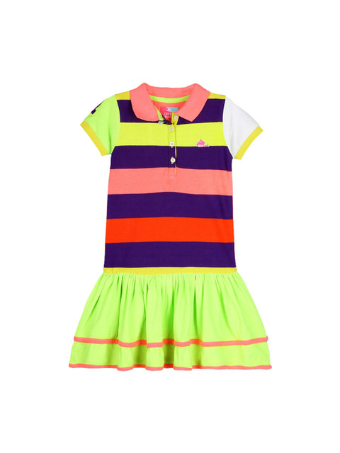 

Cherry Crumble Girls Multicoloured Striped Dropwaist Dress, Multi