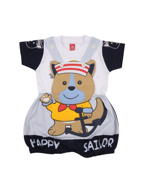 

Jb Club Boys Blue & White Appliqued Dungaree With Tshirt