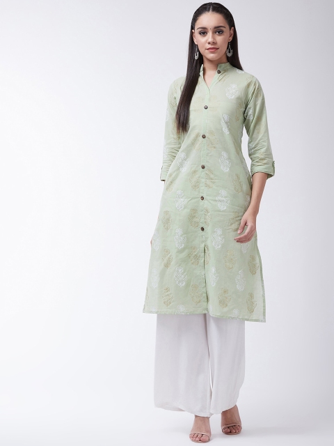 

InWeave Women Green Printed Straight Kurta