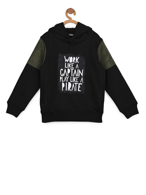 

Stupid Cupid Boys Black & White Printed Hooded Pullover Sweatshirt
