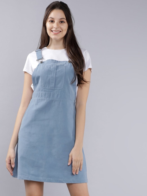 

Tokyo Talkies Women Blue Solid Pinafore Dress