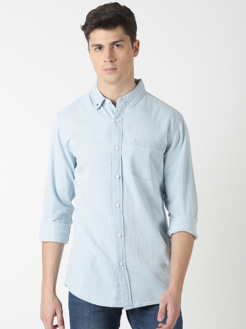 

Blue Saint Men Blue Slim Fit Solid Casual Shirt