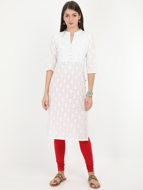 

Alena Women White Printed Straight Kurta