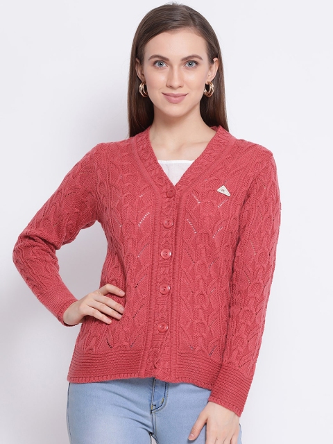

Monte Carlo Women Pink Self Design Cardigan Sweater
