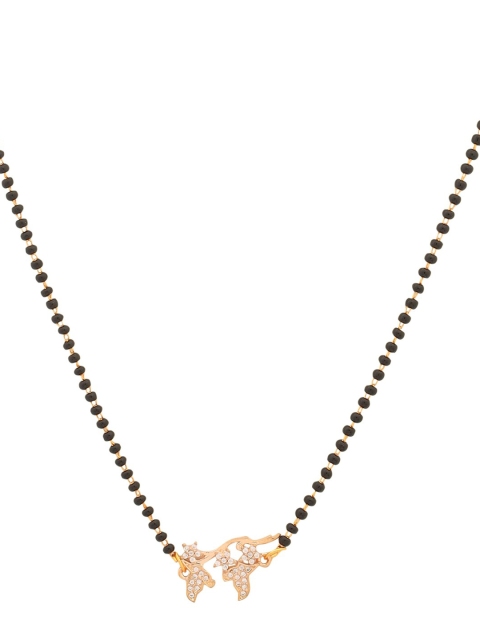 

Shoshaa Gold-Plated Black & White Stone-Studded Beaded Mangalsutra