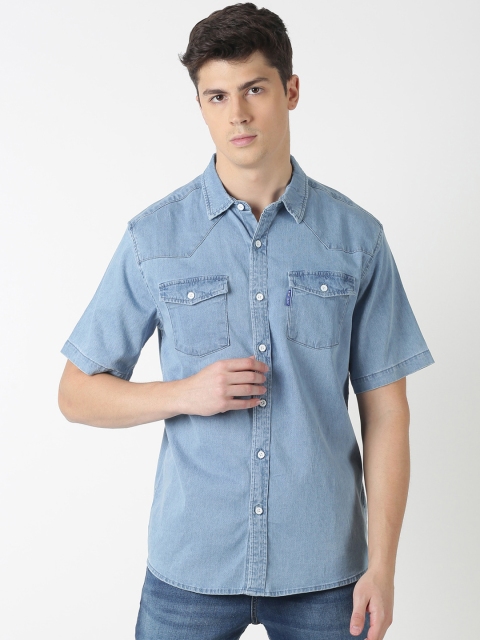

Blue Saint Men Blue Slim Fit Solid Casual Shirt