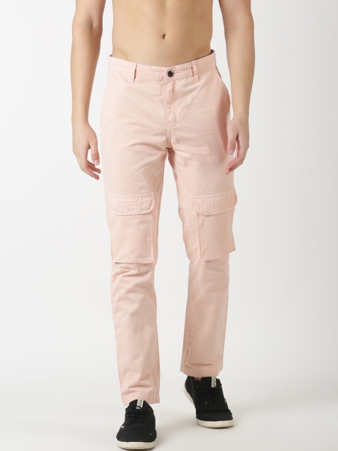 

Blue Saint Men Pink Slim Fit Solid Cargos