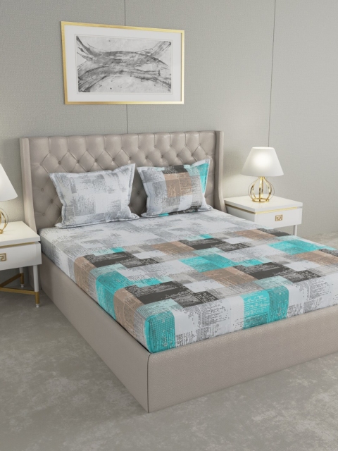 

Raymond Home Grey Geometric 144 TC Cotton 1 King Bedsheet with 2 Pillow Covers