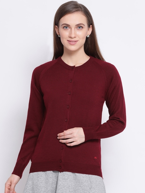 

Monte Carlo Women Maroon Solid Cardigan Sweater