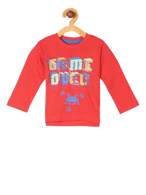 

Donuts Infant Boys Red & Blue Printed Round Neck T-shirt
