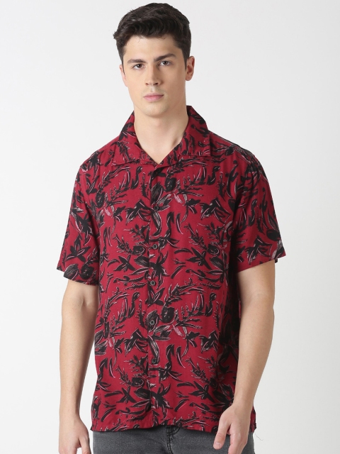 

Blue Saint Men Maroon Slim Fit Printed Casual Shirt