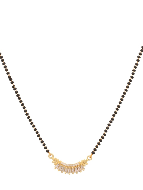 

Shoshaa Gold-Plated Black & White Stone-Studded Beaded Mangalsutra