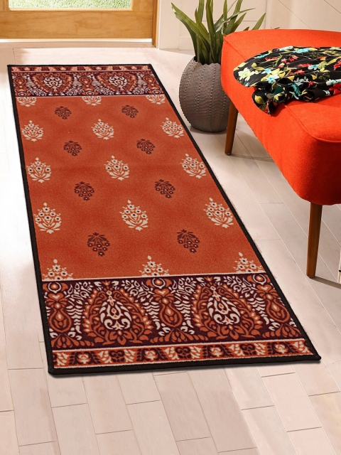 

RUGSMITH Orange & Brown Printed Premium Quality Anti-Skid Floor Runner