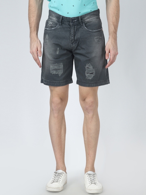 

FEVER Men Grey Washed Regular Fit Denim Shorts
