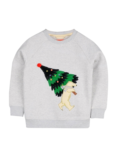 

Cherry Crumble Kids Grey Self Design Sweatshirt