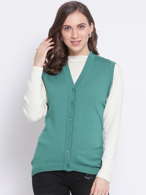 

Monte Carlo Women Green Solid Cardigan Sweater
