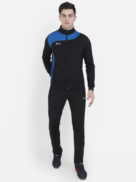 

VEGA Men lack & Blue Solid Tracksuit, Black