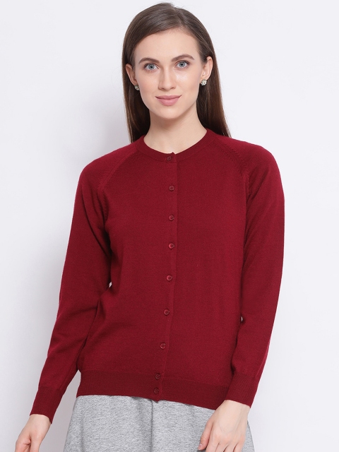 

Monte Carlo Women Red Solid Cardigan Sweater