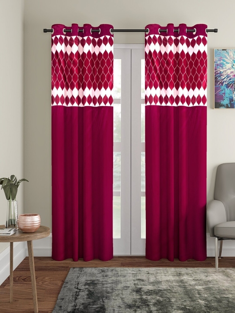 

VRINDA Pink & Cream-Coloured Set of 2 Printed Door Curtains