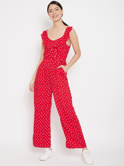 

Femella Women Red & White Printed Basic Jumpsuit