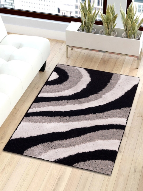 

Story@home Black & Grey Striped Shaggy Anti-Skid Fur Carpet