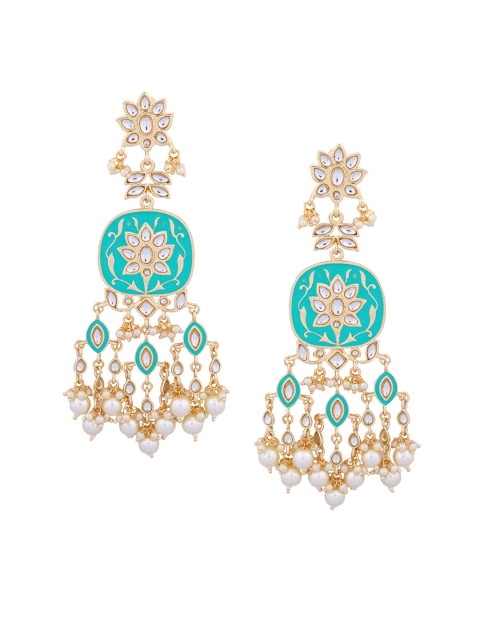 

Shoshaa Gold-Plated & Turquoise Blue Floral Drop Earrings