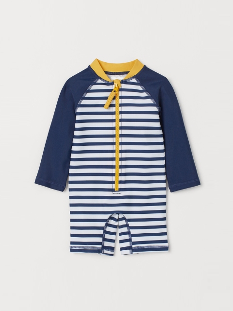 

H&M Kids Blue & White Striped Swimsuit with UPF 50