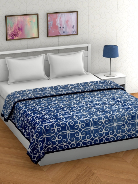 

BOMBAY DYEING Blue & White Ethnic Motifs Mild Winter 210 GSM Double Bed Blanket